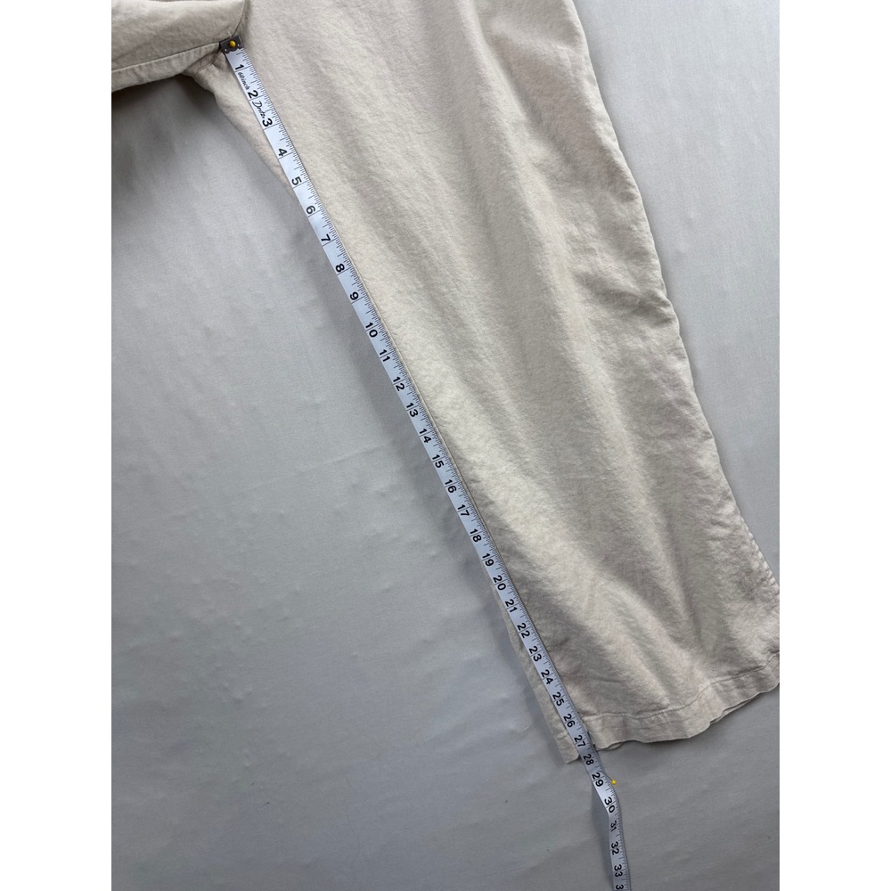 Calligraphie Linen Blend Wide Leg Pants Womens L Beige Excellent Paperbag Slit - Picture 6 of 10